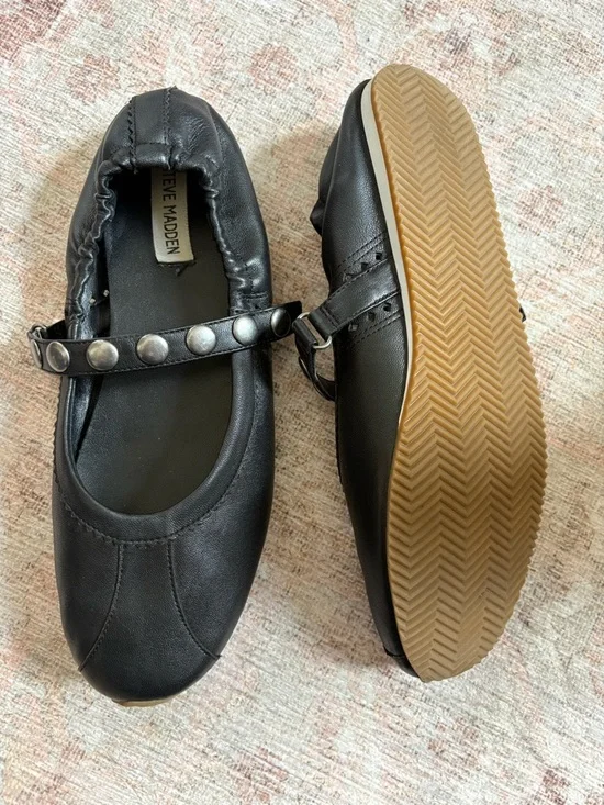 Steve Madden Black Mary Jane Flats with Studded Strap - Picture 5 of 5